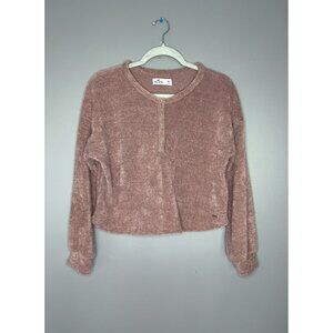 Hollister Henley Sweater Womens M Chenille Knit Snap Front Pullover Soft Cozy